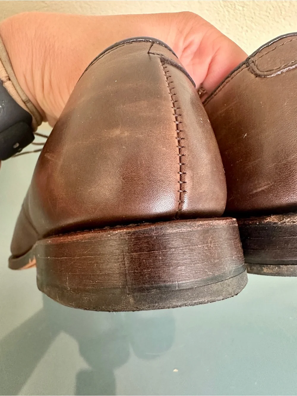 Allen Edmonds Kenilworth Brown Leather Plain Toe Bluchers Oxfords US 8.5 D $450